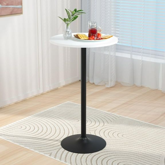 CL.HPAHKL Round Bar Tables, 40 In Height Pub Tables Bar Height with Solid Top and Sturdy Metal Base Small Bistro Table with Non-Slip Base Tall Cocktail Tables for Parties Small Spaces (1, White)