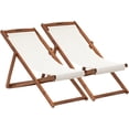 thumbnail image 1 of CL.HPAHKL Set of 2 Outdoor Beach Sling Chairs, Folding Patio Chair Adjustable Height, Portable Reclining Beach Chair for Beach Pool Side Balcony and Yard, Khaki, 1 of 7