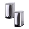 thumbnail image 1 of CL.HPAHKL Small Bathroom Trash Can with Soft Close Lid, 1.3 Gallon Stainless Steel Garbage Can with Removable Inner Bucket, Foot Pedal, Mini Trash Bin for Toilet, Home Office (Silver, 2 Pack), 1 of 7