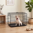 thumbnail image 1 of CL.HPAHKL 24 Inch Folding Wire Dog Crate, Double Door Metal Puppy Kennel with Removable Plastic Tray, Indoor Outdoor Travel Cage for Small Dogs, Black, 1 of 9