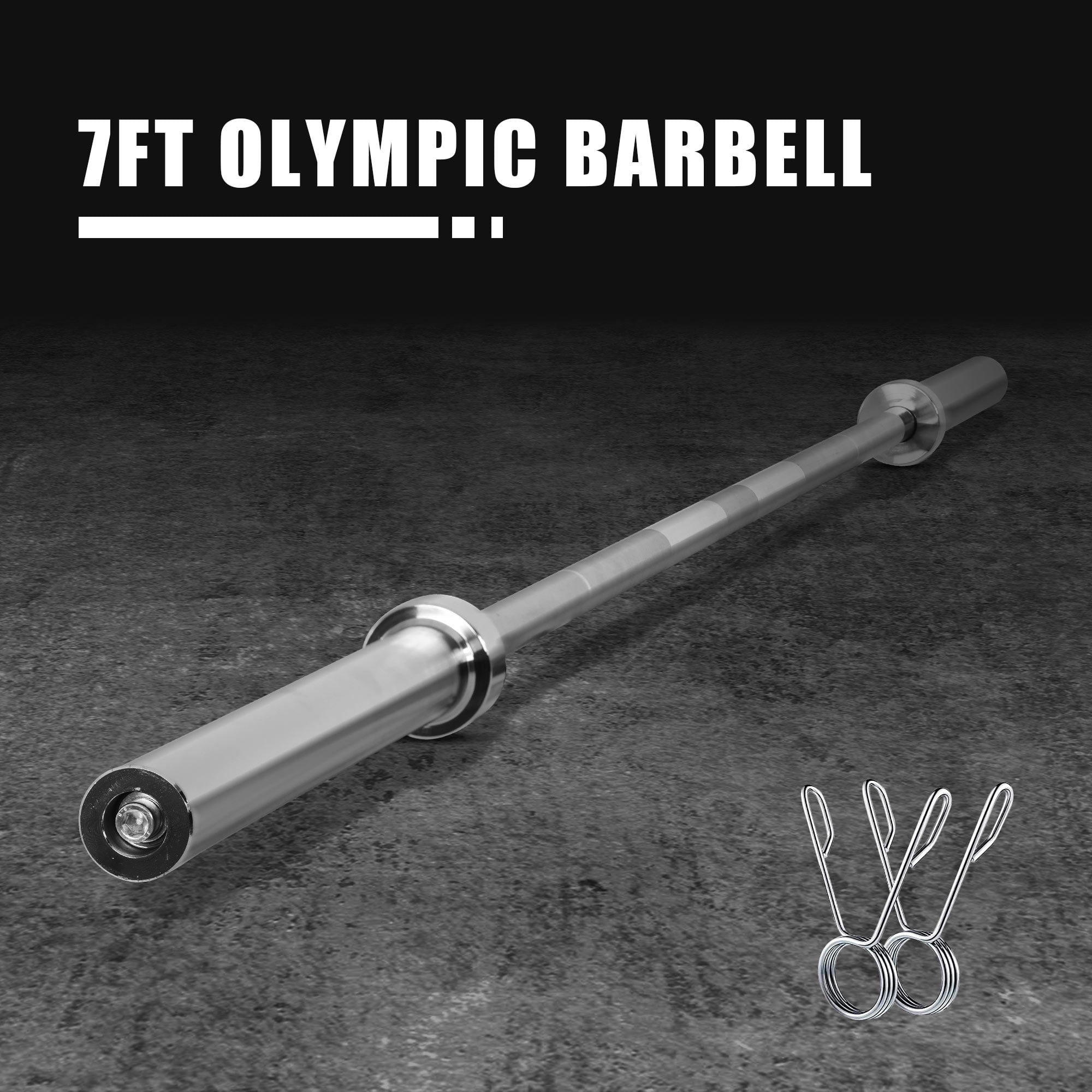 CL.HPAHKL Standard Olympic Barbell 7FT, 2 Inch Solid Chrome Olympic Bar Heavy Duty Weightlifting Bar for Squats, Strength Training, Weightlifting, Presses, 700lbs Capacity