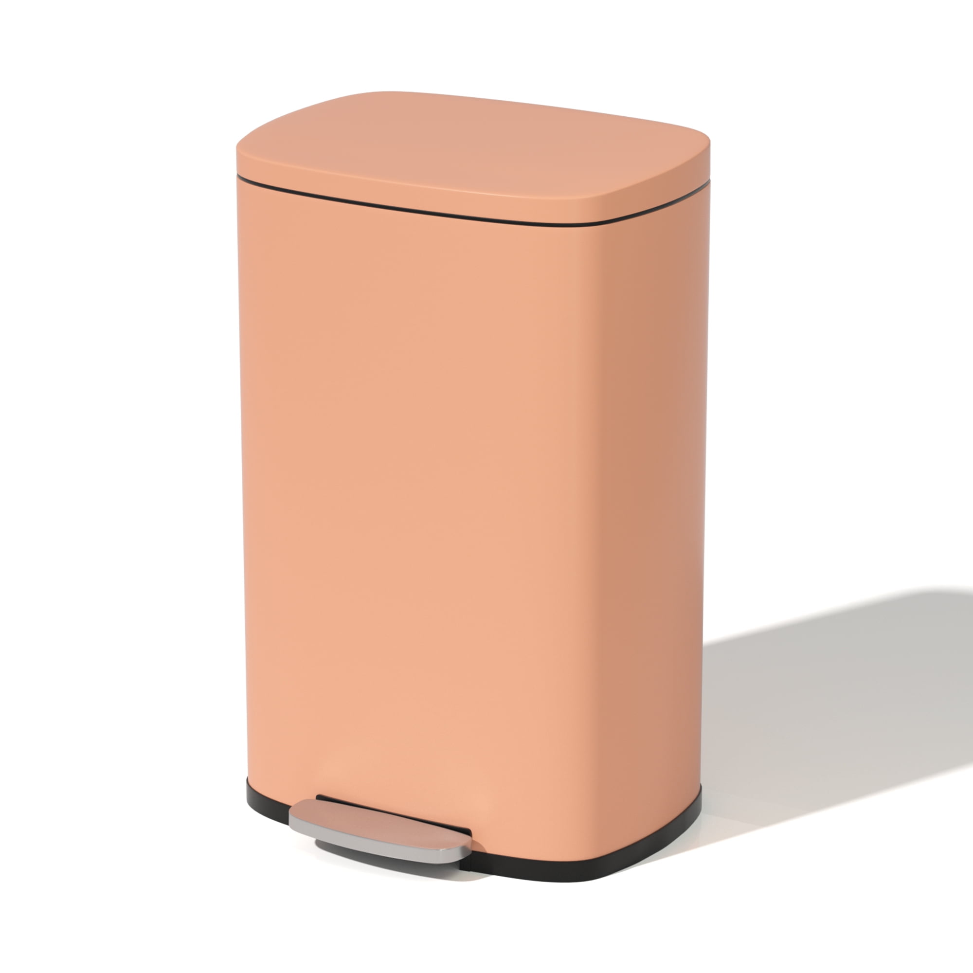 CL.HPAHKL Step-On Kitchen Trash Can, Brushed Stainless Steel Garbage Can with Soft Close Lid, Large Capacity Garbage Bin with Odor Seal for Home, Office, Bathroom, Bedroom, Pink