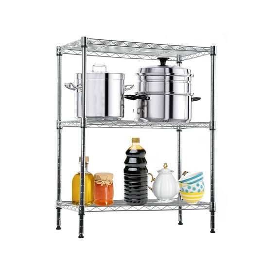 CL.HPAHKL Storage Shelves Adjustable 3 Tier NSF Metal Shelving Unit, Wire Rack Shelving 450lbs Capacity Storage Racks and Shelving for Closet Kitchen Basement, Chrome