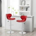 thumbnail image 1 of CL.HPAHKL Swivel Bar Stools Set of 2, Adjustable Counter Height Bar Stools Counter Stools, Modern PU Leather Barstools for Kitchen Island Counter Bar Kitchen Dining Room, Red, 1 of 7