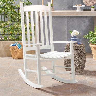GnL Recsports Kids Wood Porch Rocker - All-Weather Indoor/Outdoor Rocking Chair For Ages 6-10, White