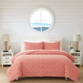 thumbnail image 1 of Coastal Living Harbor Scallop Stitch 3-Piece Quilt Set, Full/Queen, Coral, 100% Cotton Bedding, 1 of 12