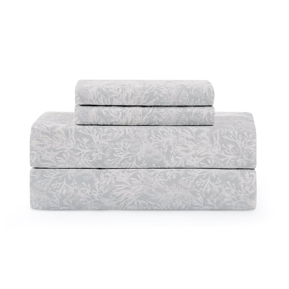 Coastal Living 4-Piece Grey Print Soft Brushed Microfiber Luxury Cooling Sheet Set, King