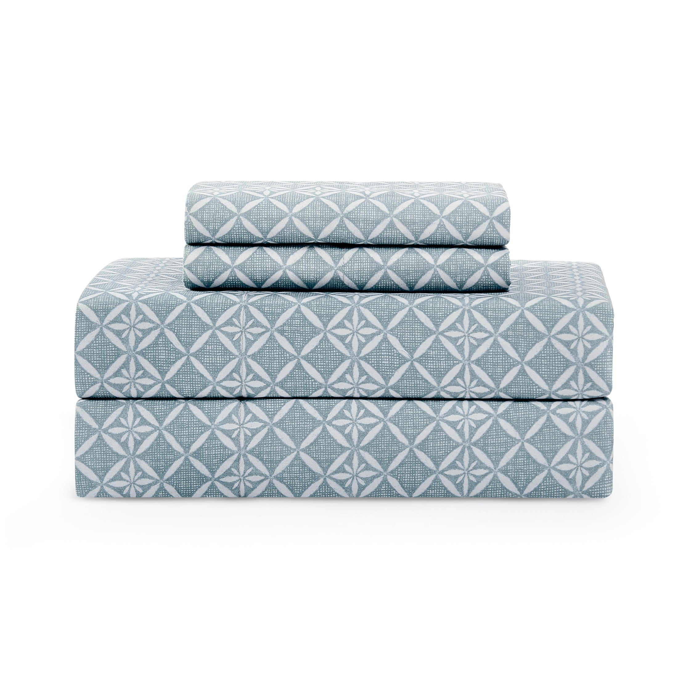 Coastal Living 4-Piece Green Print Soft Brushed Microfiber Luxury Cooling Sheet Set, Queen