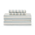 thumbnail image 1 of Coastal Living 4-Piece Green Stripes Soft Brushed Microfiber Luxury Cooling Sheet Set, Queen, 1 of 11