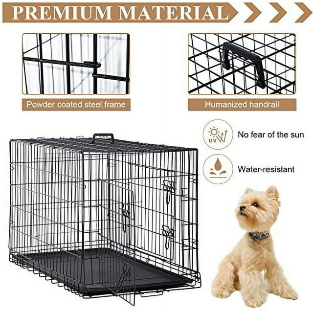 CL.Store 48 Inch Large Dog Crate Heavy Duty Double-Door Kennel Folding ...