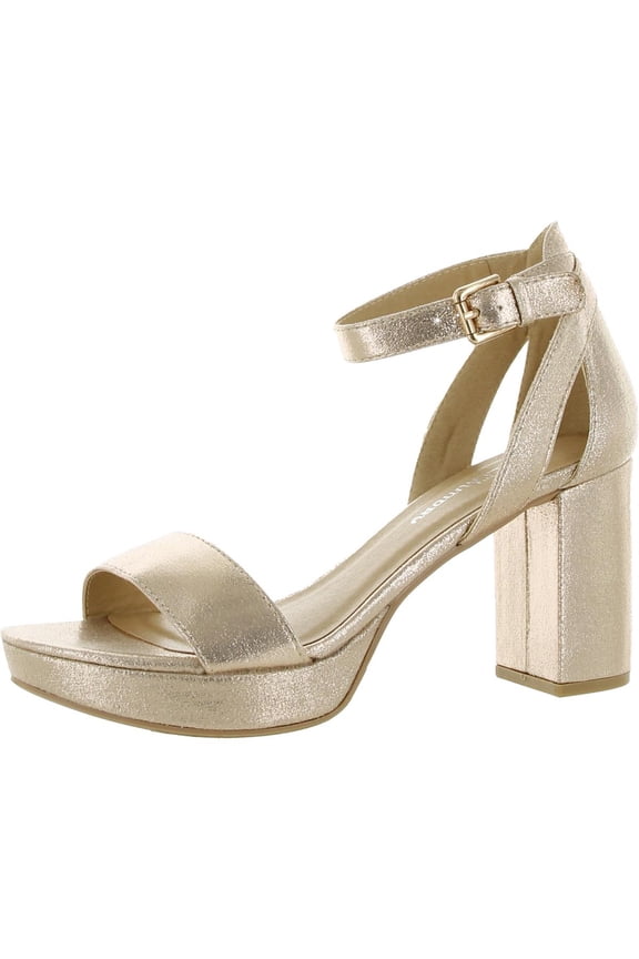 Womens GO ON Faux Leather Ankle Strap Pumps