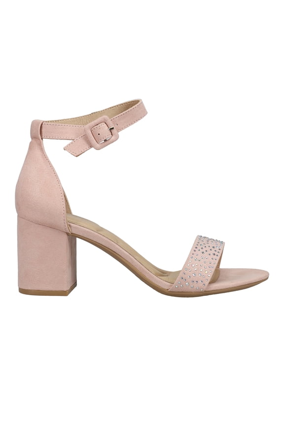 Womens Jolly Rhinestone Block Heel Ankle Strap  Dress Sandals