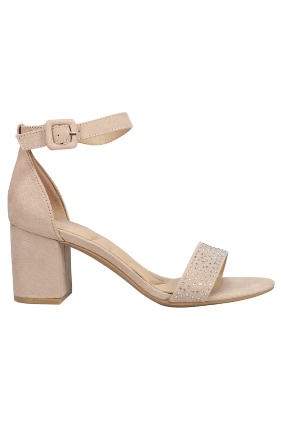 Womens Jolly Rhinestone Block Heel Ankle Strap  Dress Sandals