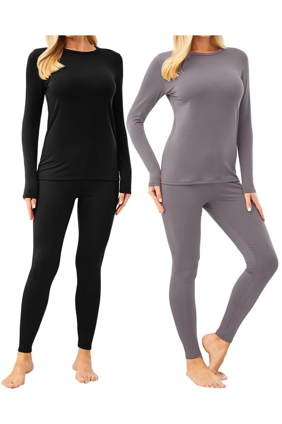 CL convallaira 2 PACK/Set Women Thermal Underwear Long Johns Set, Soft and Warm Long Underwear Base Layer Pajama for Cold Weather