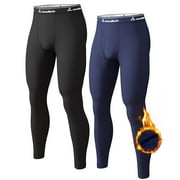 CL CONVALLARIA 2 Pcs Thermal Pants for Men Fleece Lined Thermal Bottom Athletic Base Layer Cold Weather Gear