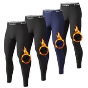 CL convallaria 2 Pcs Thermal Pants for Men Fleece Lined Thermal Bottom Athletic Base Layer Cold Weather Gear