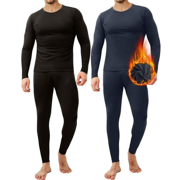 CL convallaria Men's Thermal Underwear Long Johns - 2 Pack Soft and Warm Long Underwear Base layer for Cold Weather