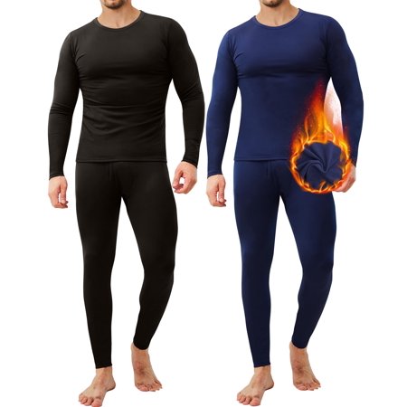 CL convallaria Men's Thermal Underwear Long Johns - 2 Pack Soft and Warm Long Underwear Base layer for Cold Weather
