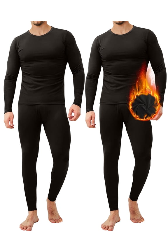 Men's Thermal Underwear Long Johns - 2 Pack Soft and Warm Long Underwear Base layer for Cold Weather