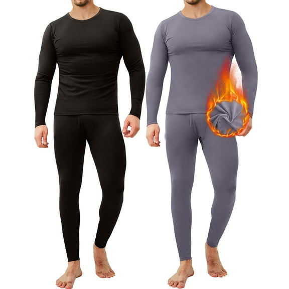 CL convallaria Men's Thermal Underwear Long Johns - 2 Pack Soft and Warm Long Underwear Base layer for Cold Weather
