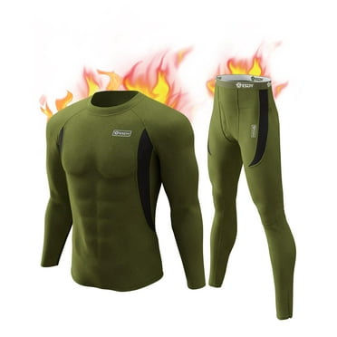 CL convallaria Mens Thermal Underwear Set with Fly, Long Johns Base Layer Winter Hunting Gear Sport Top and Bottom S-2XL