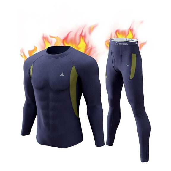 CL convallaria Mens Thermal Underwear Set with Fly, Long Johns Base Layer Winter Hunting Gear Sport Top and Bottom XS-4XL