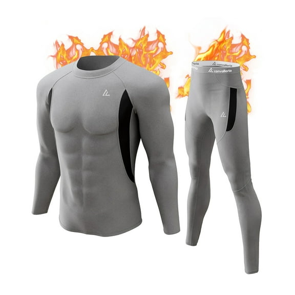 CL convallaria Mens Thermal Underwear Set with Fly, Long Johns Base Layer Winter Hunting Gear Sport Top and Bottom XS-4XL