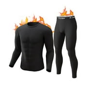 CL CONVALLARIA Thermal Underwear for Men Long Johns Fleece Lined Base Layer Top and Bottom Set for Cold Weather Black