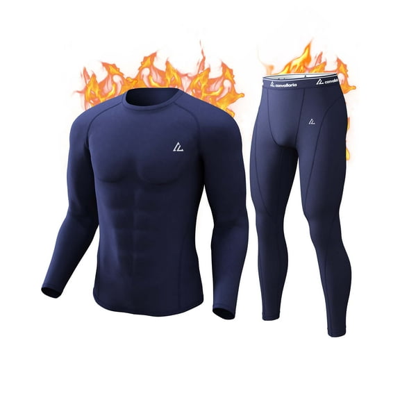 CL convallaria Thermal Underwear for Men Long Johns Fleece Lined Hunting Gear Set Base Layer for Cold Weather S-14XL