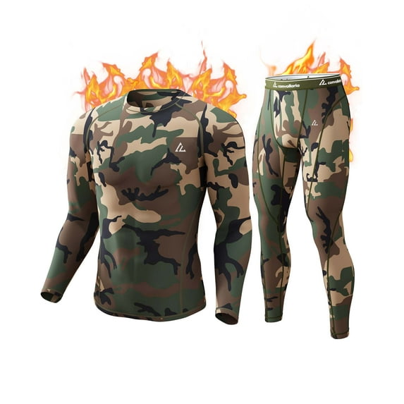 CL convallaria Thermal Underwear for Men Long Johns Fleece Lined Hunting Gear Set Base Layer for Cold Weather S-21XL