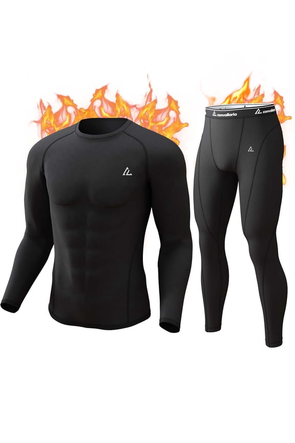 Thermal Underwear for Men Long Johns Fleece Lined Hunting Gear Set Base Layer for Cold Weather XS-4XL