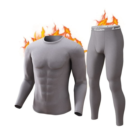 CL convallaria Thermal Underwear for Men, Ultra Soft Long Johns Fleece Lined Base Layer Cold Weather Top and Bottom Set