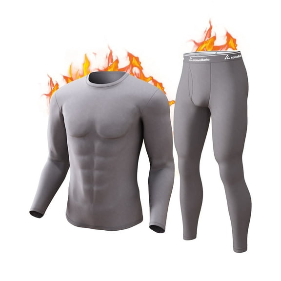 CL convallaria Thermal Underwear for Men, Ultra Soft Long Johns Fleece Lined Base Layer Cold Weather Top and Bottom Set