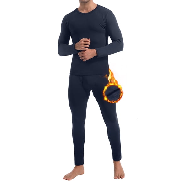 CL convallaria Thermal Underwear for Men, Ultra Soft Long Johns Fleece Lined Base Layer Cold Weather Top and Bottom Set