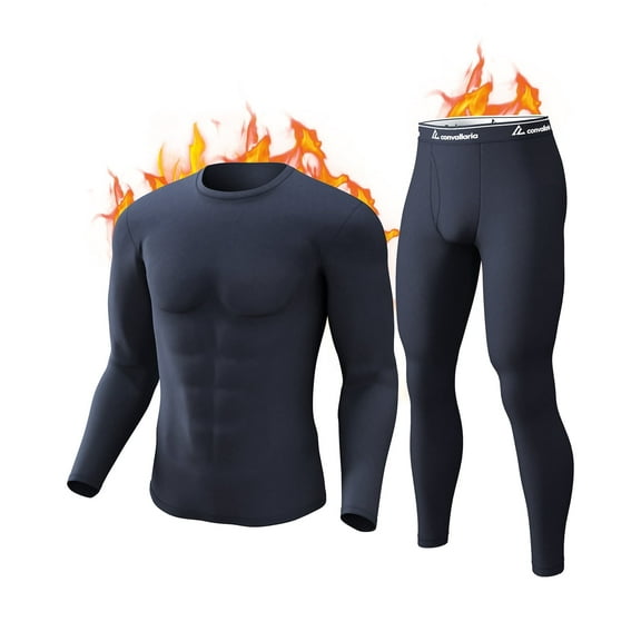 CL convallaria Thermal Underwear for Men, Ultra Soft Long Johns Fleece Lined Base Layer Cold Weather Top and Bottom Set