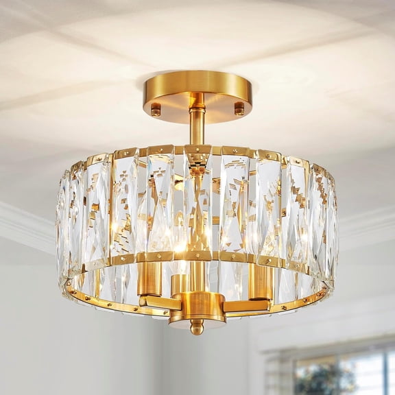 CL003CO Ceiling Light Fixture Modern Semi Flush Mount Ceiling Light Fixture,E12 Base 3-Lights, D11.4 x H10.2,Copper Finish, Chandelier for Kitchen Bedroom Bathroom Entryway