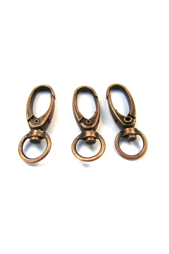 CL064B - LARGE - 100 pcs. Antique Copper Tone Lobster Swivel Clasps for Key Ring - 41 x 14mm - Claw Clasps