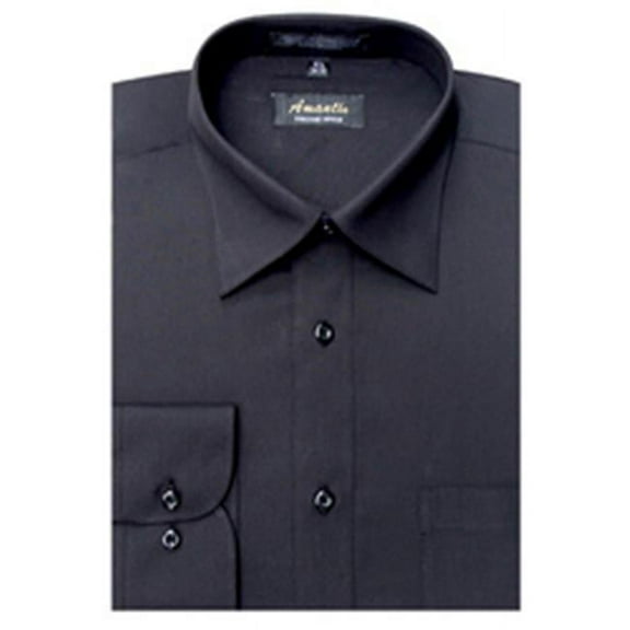 CL1002-15 1/2x32/33 Men's Wrinkle Free Solid Black Dress Shirt