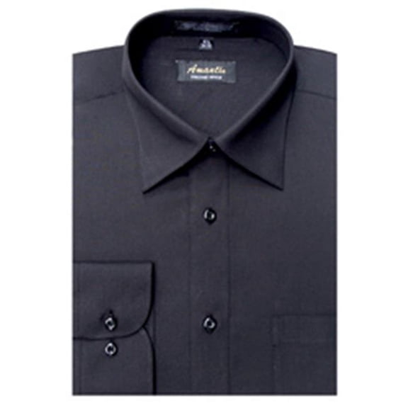 CL1002-15 1/2x34/35 Men's Wrinkle Free Solid Black Dress Shirt