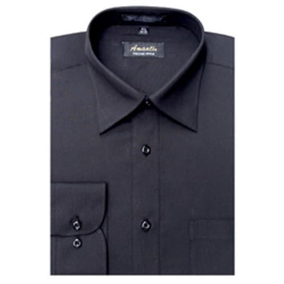 CL1002-16 1/2x34/35 Men's Wrinkle Free Solid Black Dress Shirt