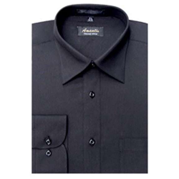 CL1002-17 1/2x32/33 Men's Wrinkle Free Solid Black Dress Shirt