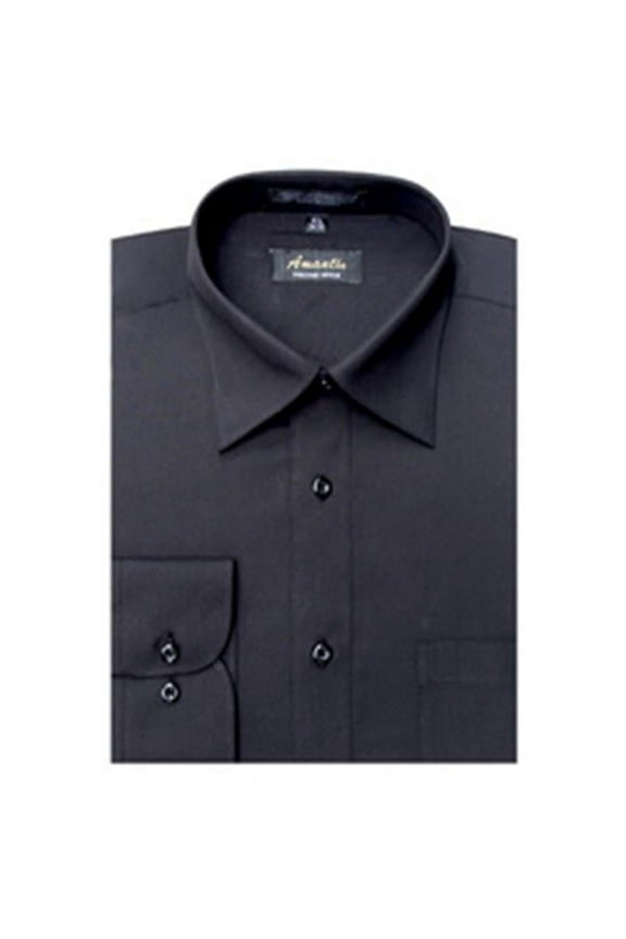 CL1002-20x34/35 Men's Wrinkle Free Solid Black Dress Shirt