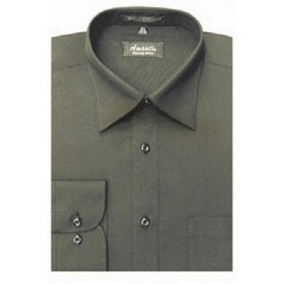 CL1011-19x36-37  Mens Wrinkle Free Charcoal Dress Shirt - Charcoal-19 x 36-37