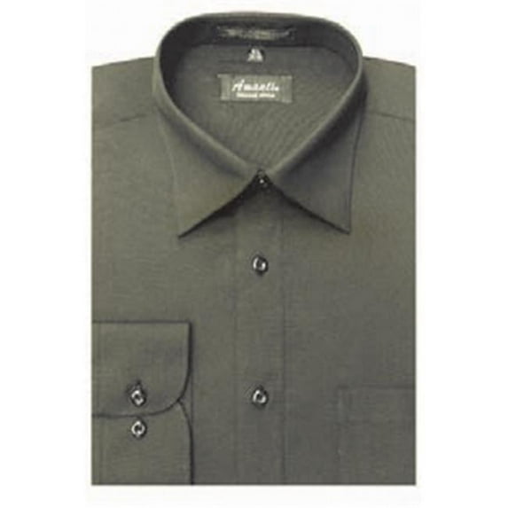 CL1011-22x34-35 Mens Wrinkle Free Charcoal Dress Shirt - Charcoal-22 x 34-35