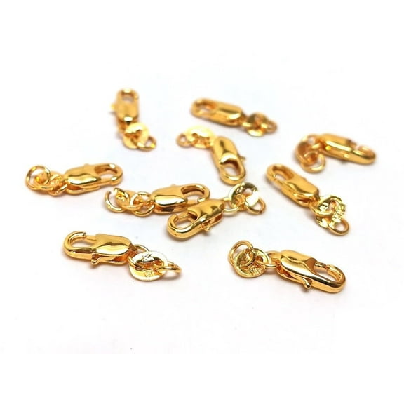 CL118 - 10 pcs. 18K Gold Filled Rectangle Lobster Clasps - 10mm x 4mm - Claw Clasps - Hole Size: 1mm - Jump Ring Included!