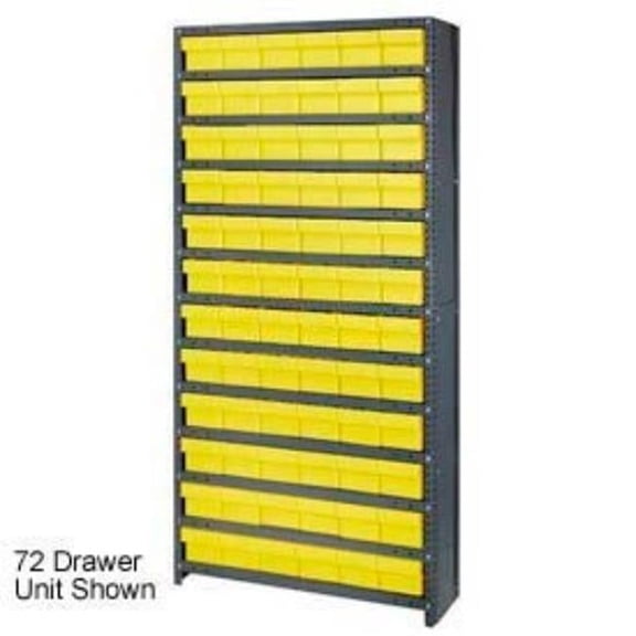 CL1275-801 Closed Shelving Euro Drawer Unit with 36 Euro Drawers, Yellow - 36 x 12 x 75 in.