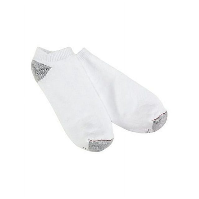 CL90 Men's No Show Socks Shoe Size 6-12 - 6 pairs - White - Grey Toe/Heel