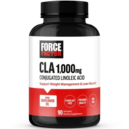 Force Factor CLA, 1000mg Conjugated Linoleic Acid Supplement for Body Composition & Lean Muscle, Safflower Oil, Stimulant-Free, Non-GMO, 90 Softgels