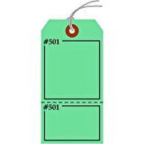 CLAIM CHECK Tags, 2 Parts, Numbered 2 Places, Fluorescent Green Cardstock, Looped String, 5.75" x 2.875"- Pack of 25 Tags