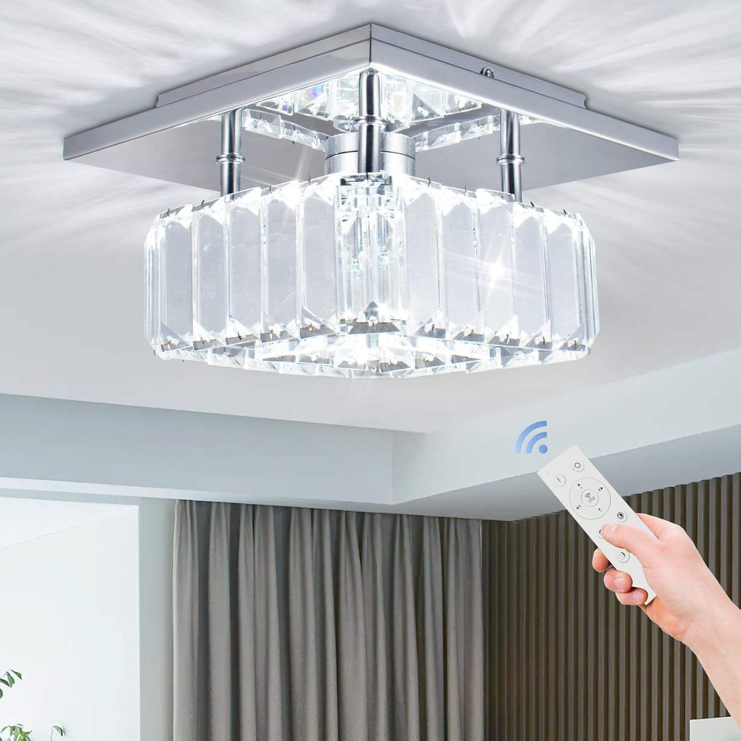 CLAIRDAI Mini Modern Crystal Chandeliers Flush Mount Crystal Ceiling